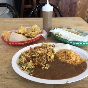 Huevos a la Mexicana with Flour Tortillas and Chips &amp; Salsa