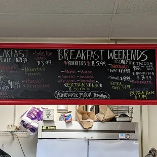 Breakfast menu