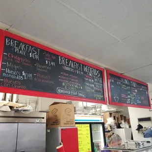 menus on the wall of a restaurant