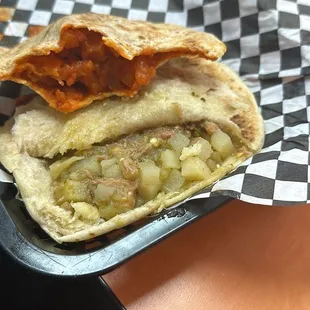 Green and red desebrada gorditas