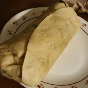 Carne asada burrito (grande $10.95)