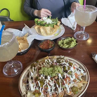 Taco salad and steak nachos