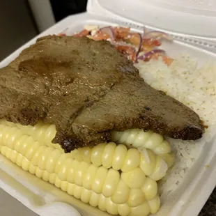 steak and corn on the cob
