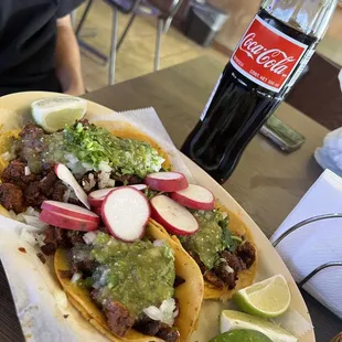 Tacos al pastor nd Mexican coke