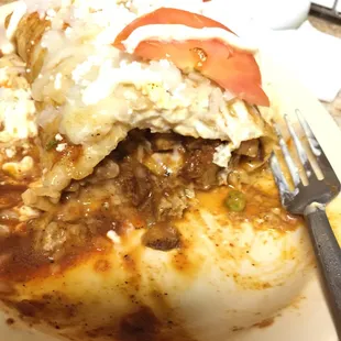 Inside of chicken burrito