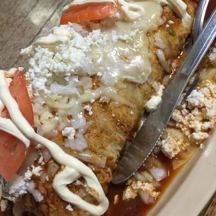 Huge chicken wet burrito. It's was ok.