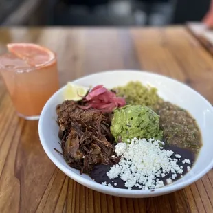 Mezcal Paloma was refreshing. The Barbacoa bowl wasn&apos;t just pretty. It was also delish and flavorful.