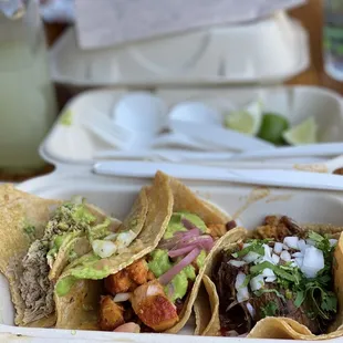 Tacos!! Carnitas pollo and barbacoa
