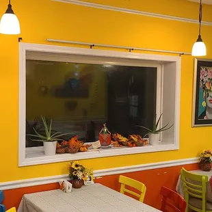 a brightly colored restaurant