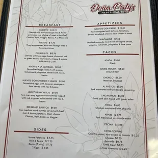 menu