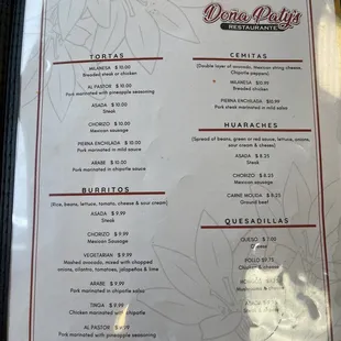 menu