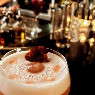 a close up of a cocktail in a glass