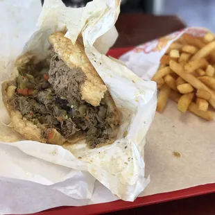 Italian beef with hot peppers.