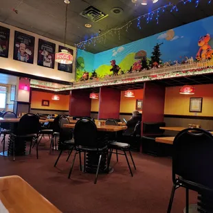 tables and chairs in a restaurant