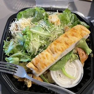 Small Caesar Salad (most of the croutons are underneath the lettuce)