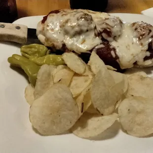 Half Meatball Sandwich with potato chips lunch special #14