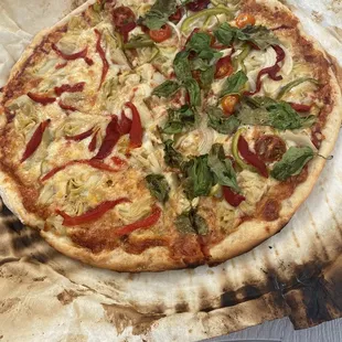 Cheese pizza with extra home toppings