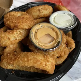 a basket of chicken nuggies