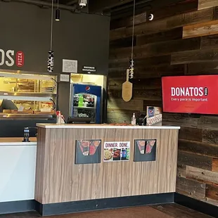 the front counter of the restaurant