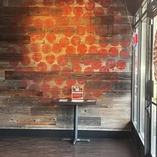 a table with a pizza on it