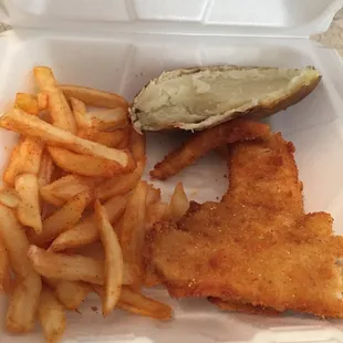 Good fish and excellent fries, seasoned well