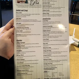 December 2019 menu