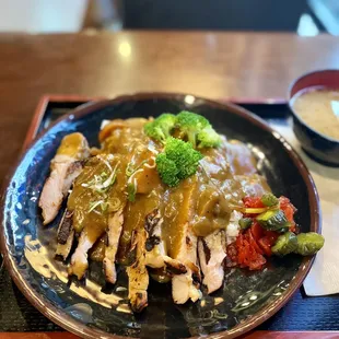 $14 Grilled Chicken Curry Bowl (not on menu). AMAZING Japanese curry! Comes with miso soup. GREAT PRICE! Will definitely be back.