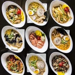 a variety of ramen dishes