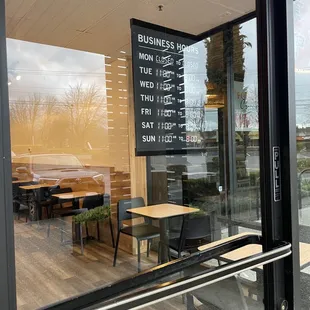 Hours and seating.