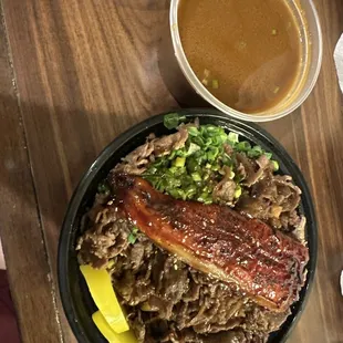 Unagi Beef Don Miso Soup