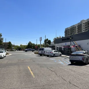 a parking lot full of cars