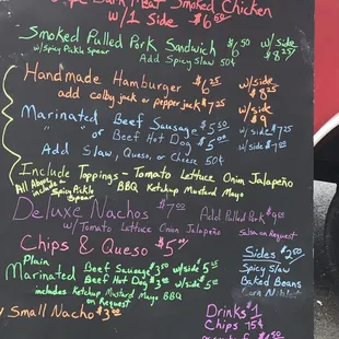 New menu board 8/11/2017  Smoked chicken special yum!