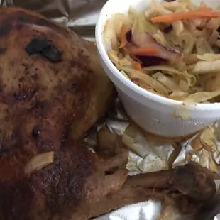 New item: Applewood Smoked Chicken Leg and thigh w/ side of cole slaw
