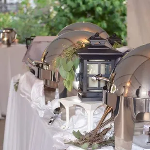 Reception under the tent and on the river.