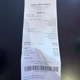 My receipt