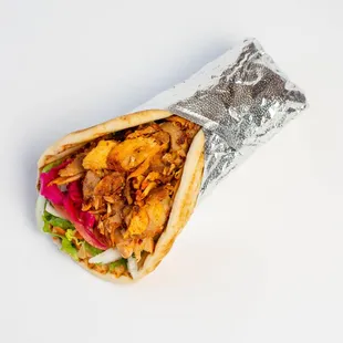 The perfect lunch wrapped up in a fresh baked Pita at DönerG Turkish and Mediterranean Grill.