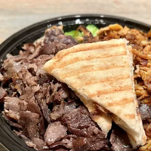 Mixed beef &amp; chicken doner salad plate.