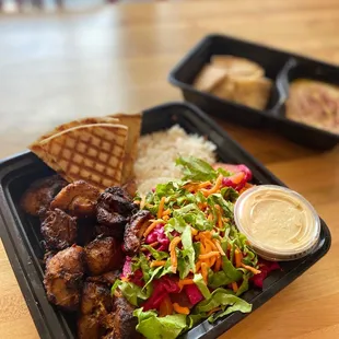 Chicken Shish Kebab Plate, Hummus