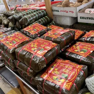 a display of packaged food