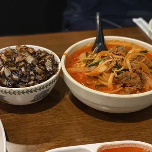 various dishes of food on a table