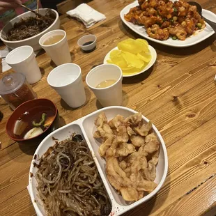 Jjajangmyun + tangsuyuk combo + the ganpoongi my friends and I shared