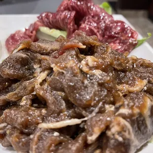 Marinated and non-marinated beef