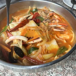 Jjambbong with seafood