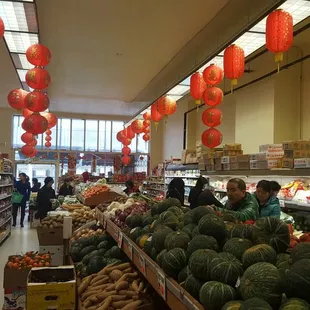 people shopping in the produce section