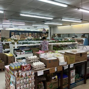 Fresh produce, meat, and seafood.