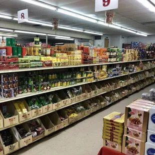 Aisles of dry goods.