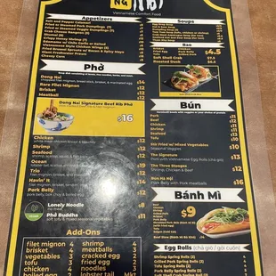 Menu front