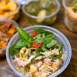 a variety of bowls of food