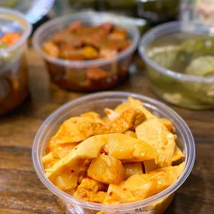 a variety of food in plastic containers