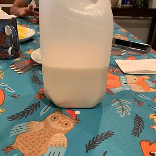 $3.50 for unsweetened soy milk. Prices went up for this since I last went